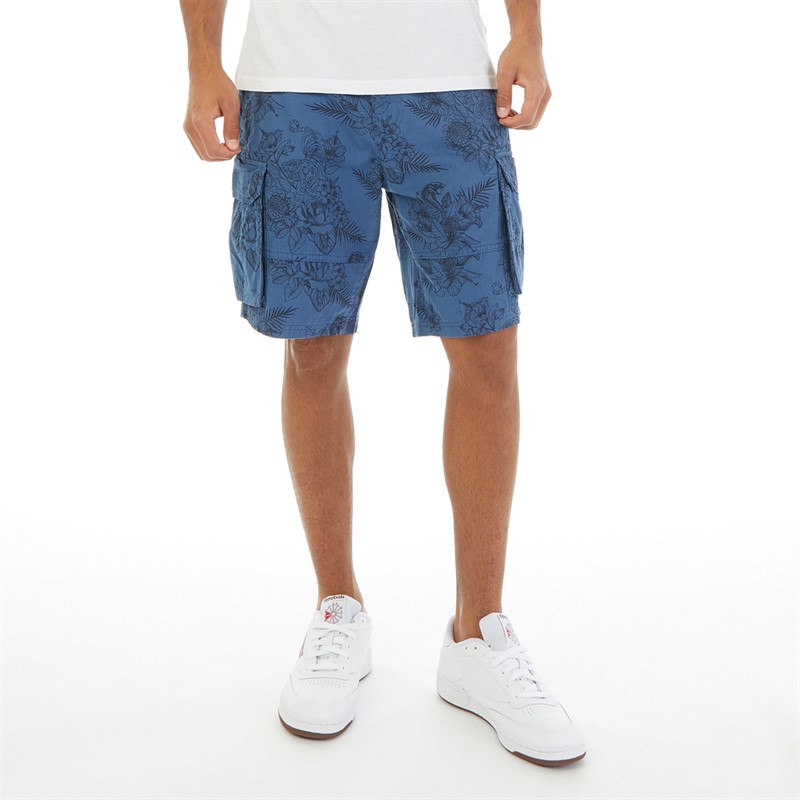 Kangaroo Poo Mens AOP Cargo Short Washed Navy