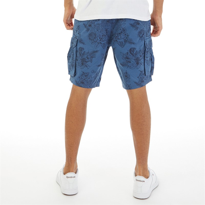 Kangaroo Poo Mens AOP Cargo Short Washed Navy