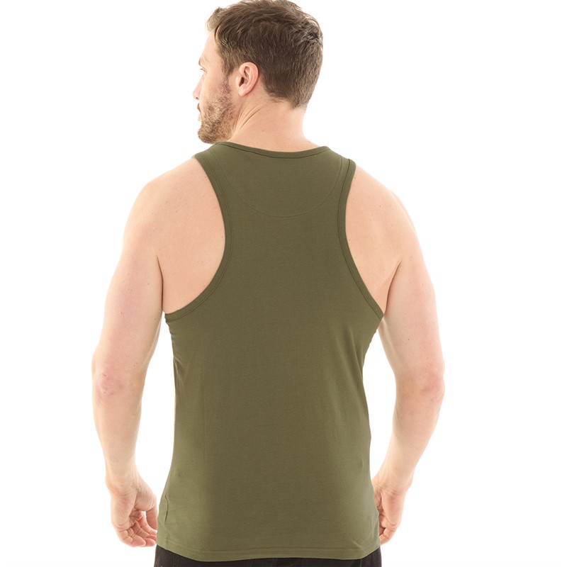 Kangaroo Poo Mens Muscle Back Vest Khaki