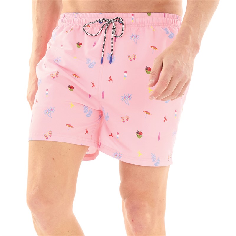 Kangaroo Poo Mens All Over Print Swim Shorts Pink AOP