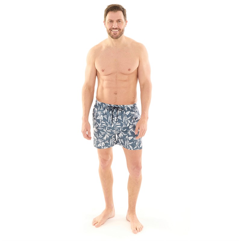 Kangaroo Poo Mens Floral Print Swim Shorts Blue Floral