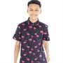 Kangaroo Poo Boys Flamingo Print Shirt Navy AOP
