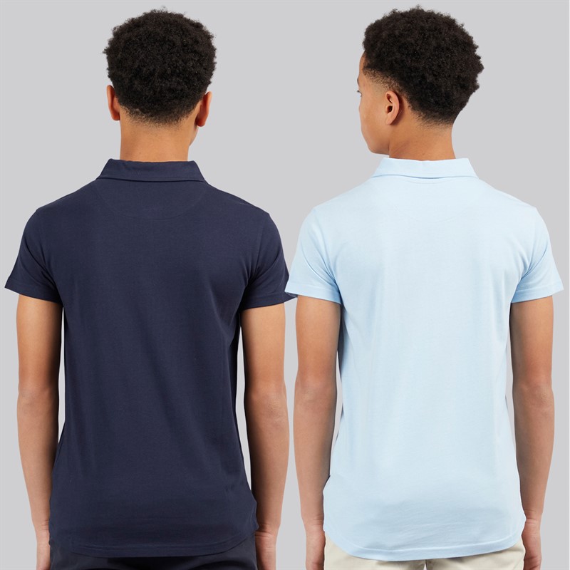 Kangaroo Poo Boys Two Pack Polo Shirts Navy/Light Blue