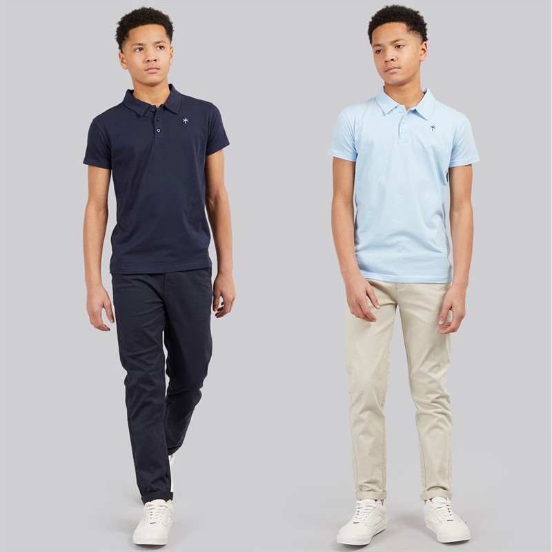 Kangaroo Poo Boys Two Pack Polo Shirts Navy/Light Blue