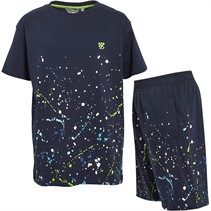 Kangaroo Poo Boys Splatter Print T-Shirt And Shorts Set Navy