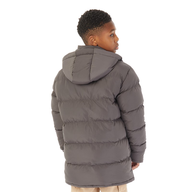 Kangaroo Poo Boys Hooded Puffer Jacket Dark Charcoal