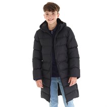 Kangaroo Poo Boys Longline Hooded Puffer Jacket Black