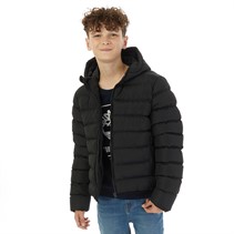 Kangaroo Poo Boys Hooded Puffer Jacket Black