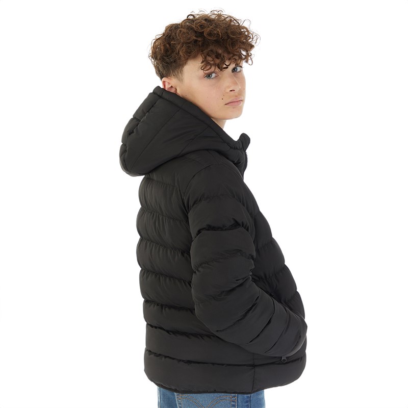 Kangaroo Poo Boys Hooded Puffer Jacket Black