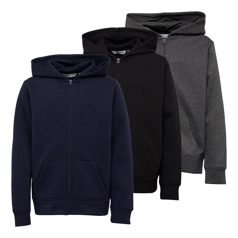 Kangaroo Poo Boys Three Pack Zip-Through Hoodies Black/Charcoal/Navy