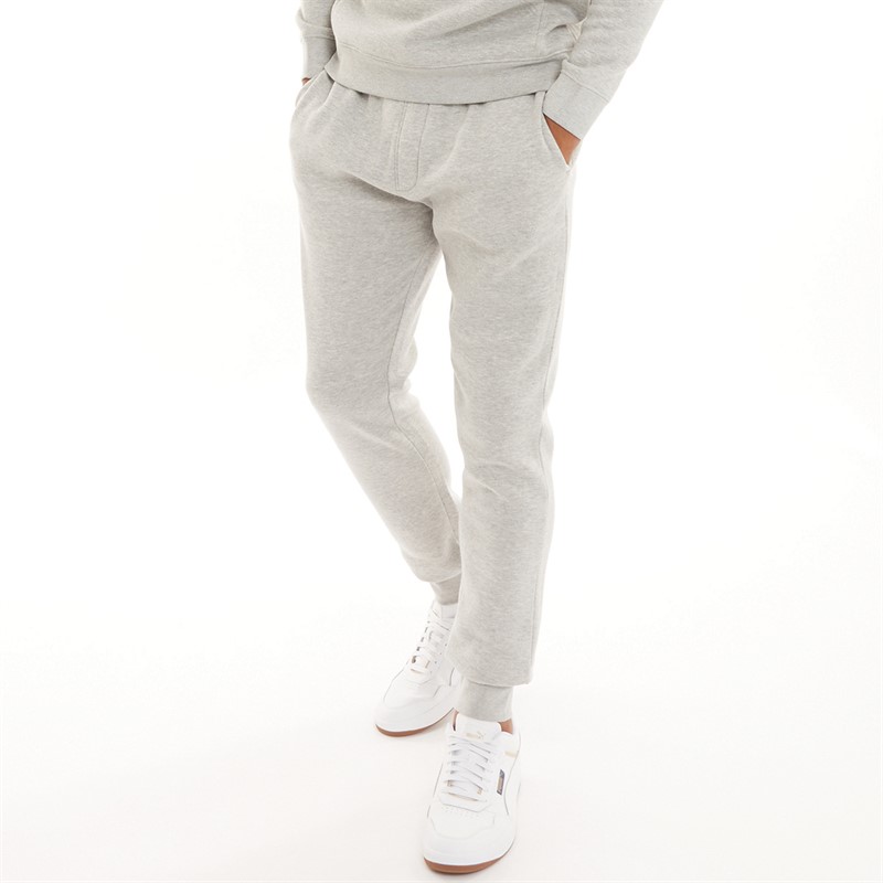 Kangaroo Poo Mens Regular Fit Cuffed Fleece Joggers Grey Marl