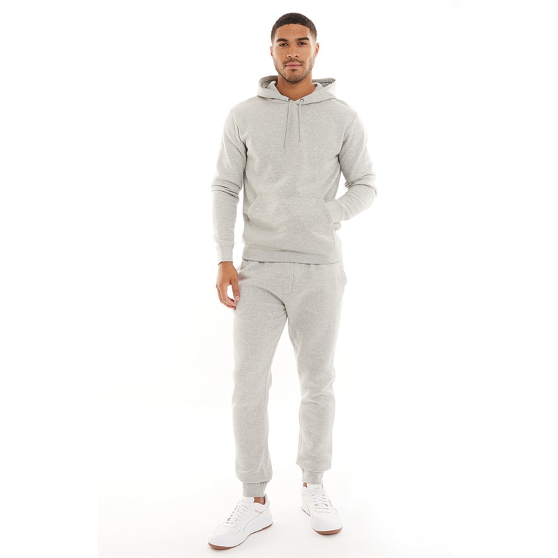 Kangaroo Poo Mens Regular Fit Cuffed Fleece Joggers Grey Marl