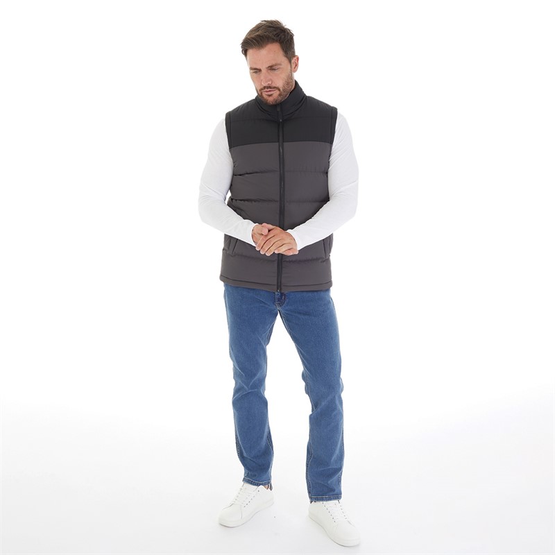 Kangaroo Poo Mens Padded Gilet Black/Charcoal