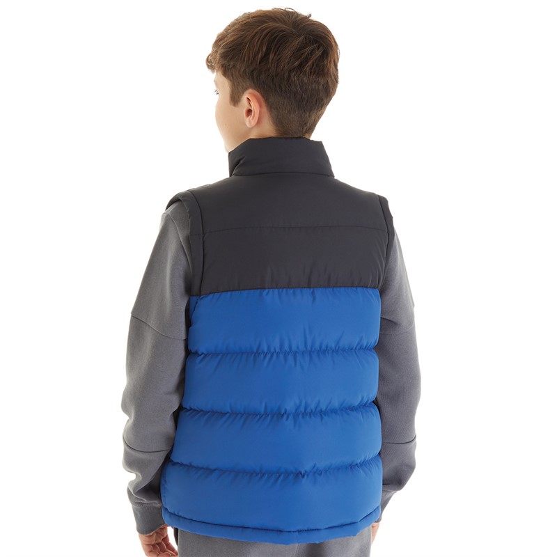 Kangaroo Poo Boys Colour Block Padded Gilet Navy/Cobalt