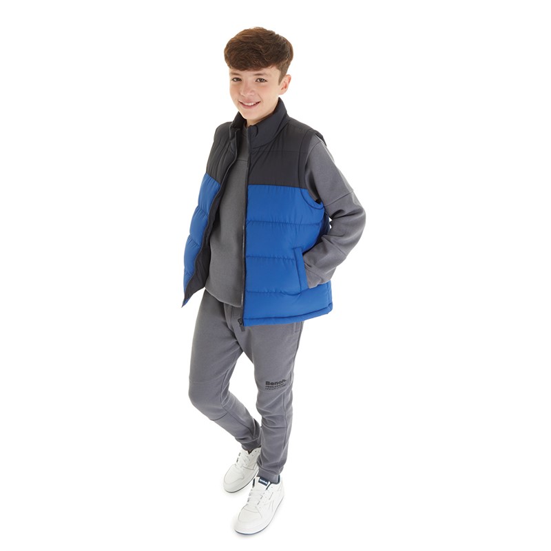 Kangaroo Poo Boys Colour Block Padded Gilet Navy/Cobalt