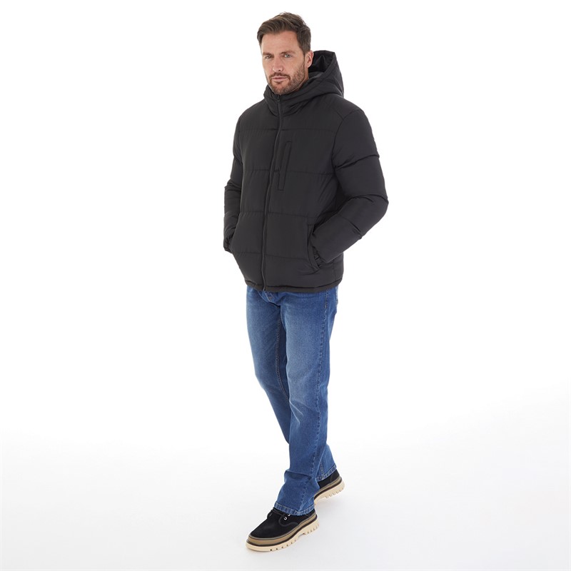 Kangaroo Poo Mens Hooded Padded Jacket Black