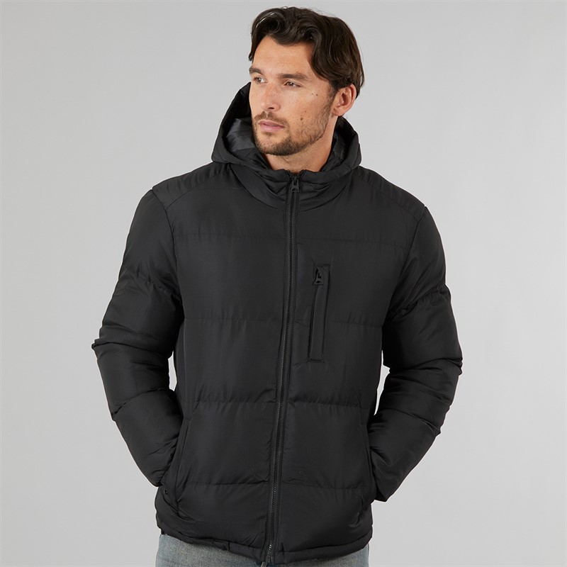 Kangaroo Poo Mens Hooded Padded Jacket Black