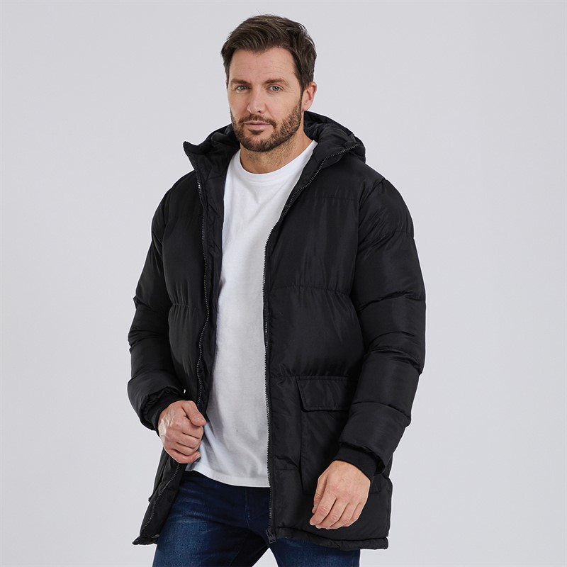 Kangaroo Poo Mens Hooded Padded Jacket Black