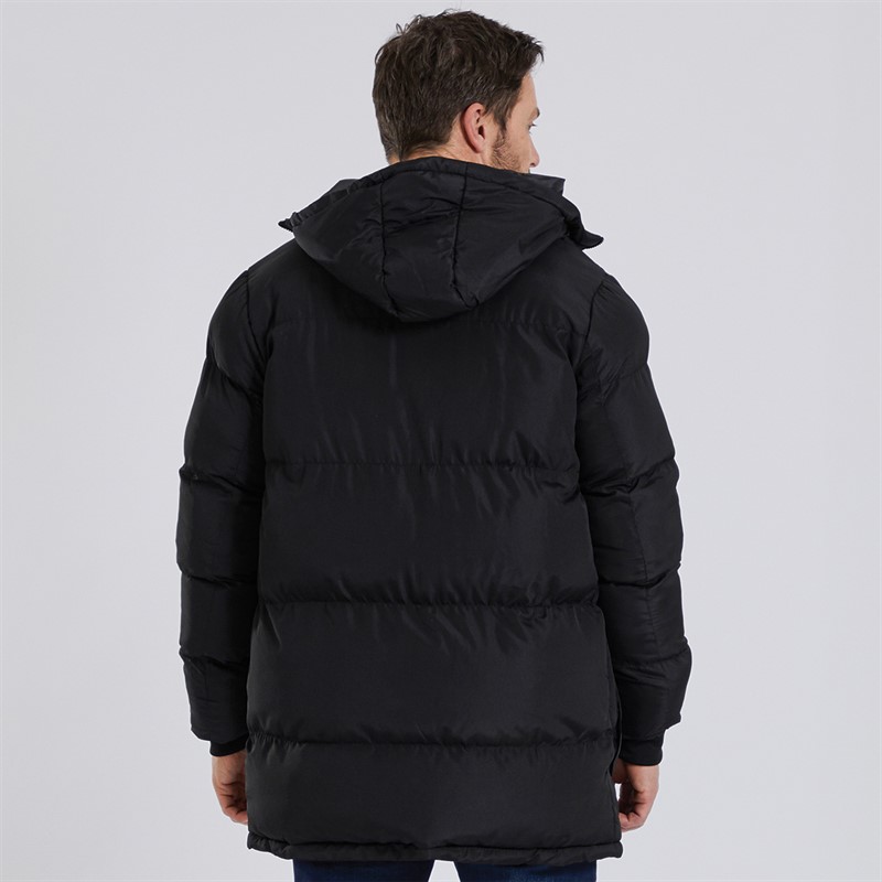 Kangaroo Poo Mens Hooded Padded Jacket Black