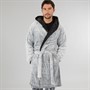 Kangaroo Poo Mens Frosted Hooded Robe Charcoal Frosted