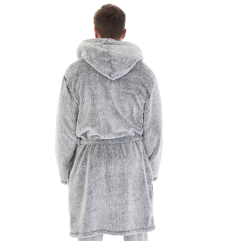 Kangaroo Poo Mens Frosted Hooded Robe Charcoal Frosted