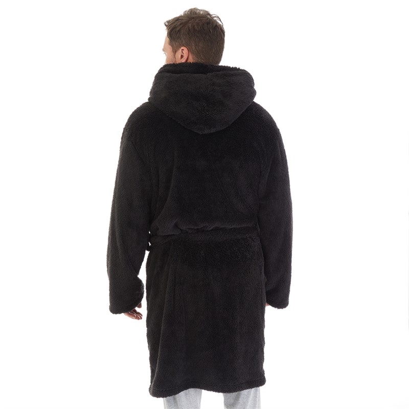 Kangaroo Poo Mens Hooded Robe Black