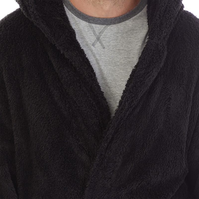 Kangaroo Poo Mens Hooded Robe Black