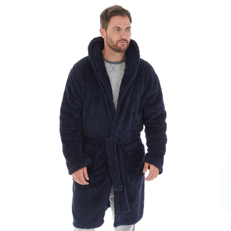 Kangaroo Poo Mens Hooded Robe Navy