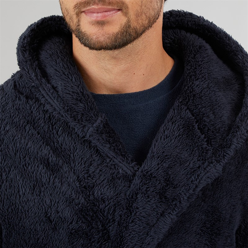 Kangaroo Poo Mens Hooded Robe Navy
