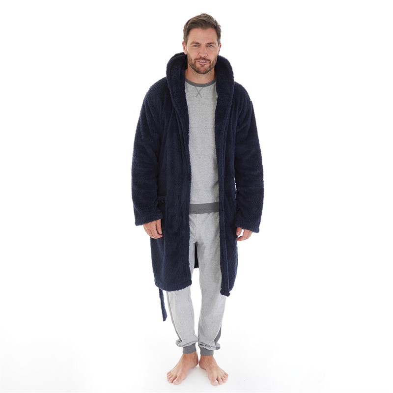 Kangaroo Poo Mens Hooded Robe Navy