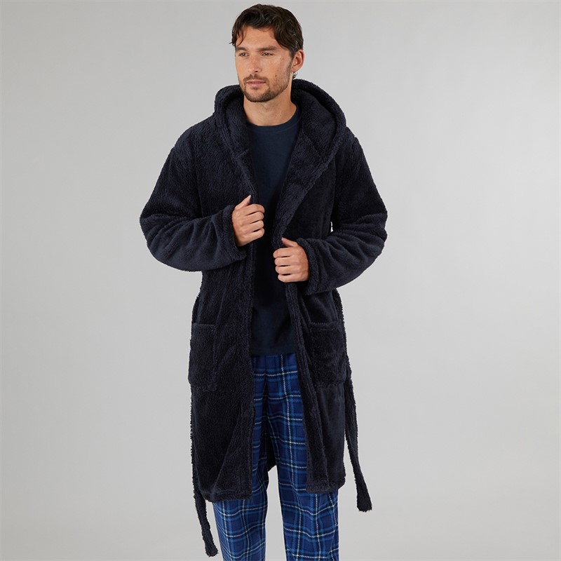 Kangaroo Poo Mens Hooded Robe Navy