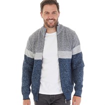 Kangaroo Poo Mens Colour Block Zip-Through Jumper Navy/Multi