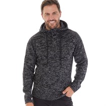 Kangaroo Poo Mens Hooded Button Neck Sweater Black