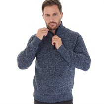 Kangaroo Poo Mens Sherpa Lined 1/4 Zip Sweater Blue Marl