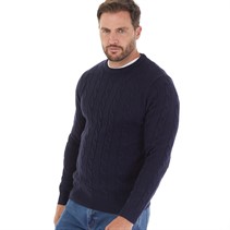 Kangaroo Poo Mens Cable Knit Sweater Navy