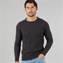 Kangaroo Poo Mens Cable Knit Sweater Charcoal Marl