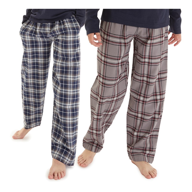 Kangaroo Poo Boys Two Pack Woven Check Pants Navy/Grey