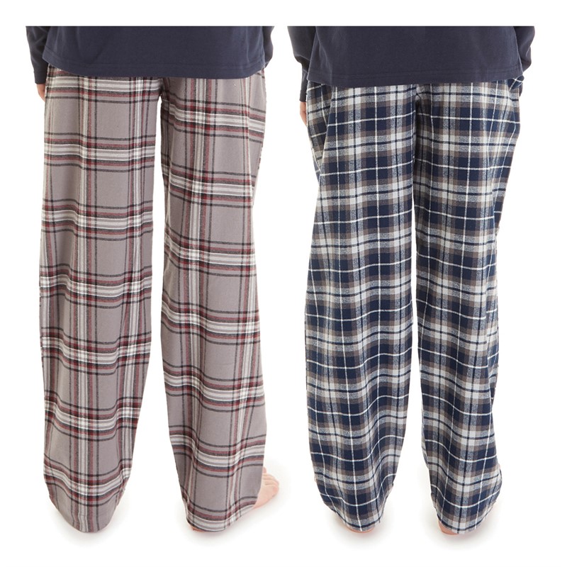 Kangaroo Poo Boys Two Pack Woven Check Pants Navy/Grey