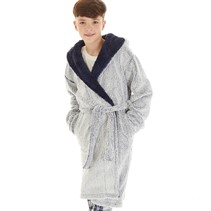 Kangaroo Poo Boys Dressing Gown Navy/Winter White