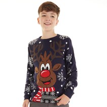 Kangaroo Poo Boys Christmas Jumper Navy