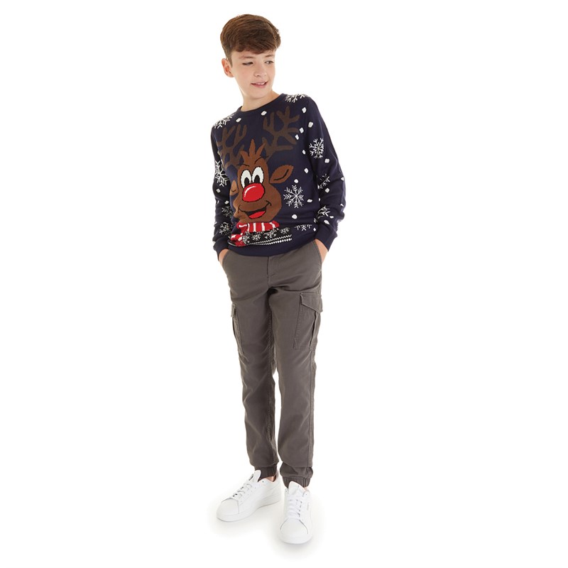 Kangaroo Poo Boys Christmas Jumper Navy