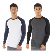 Kangaroo Poo Mens Two Pack Long Sleeve Raglan T-Shirts Navy/Blue/Charcoal/Black