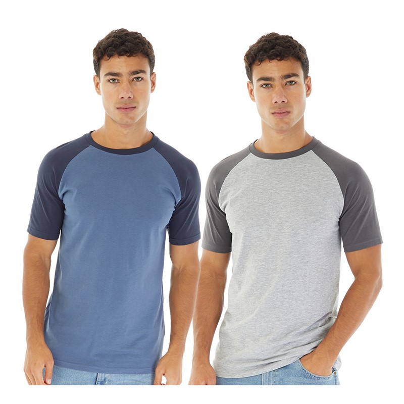 Kangaroo Poo Mens Two Pack Raglan T-Shirts Charcoal/Black/Navy/Blue