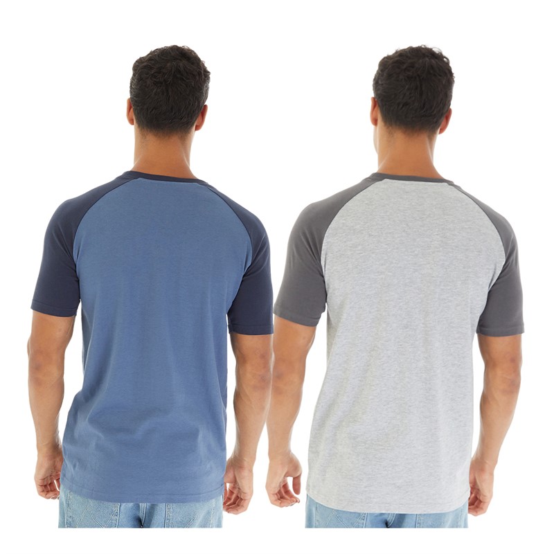 Kangaroo Poo Mens Two Pack Raglan T-Shirts Charcoal/Black/Navy/Blue