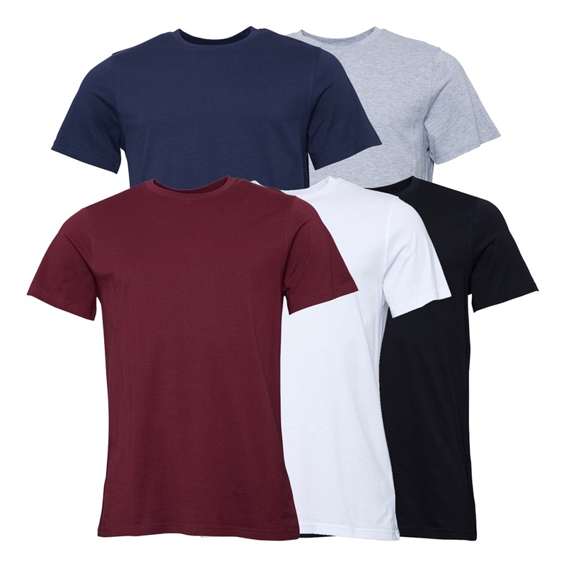 Kangaroo Poo Mens Five Pack T-Shirts White/Black/Navy/Grey Marl/Burgundy