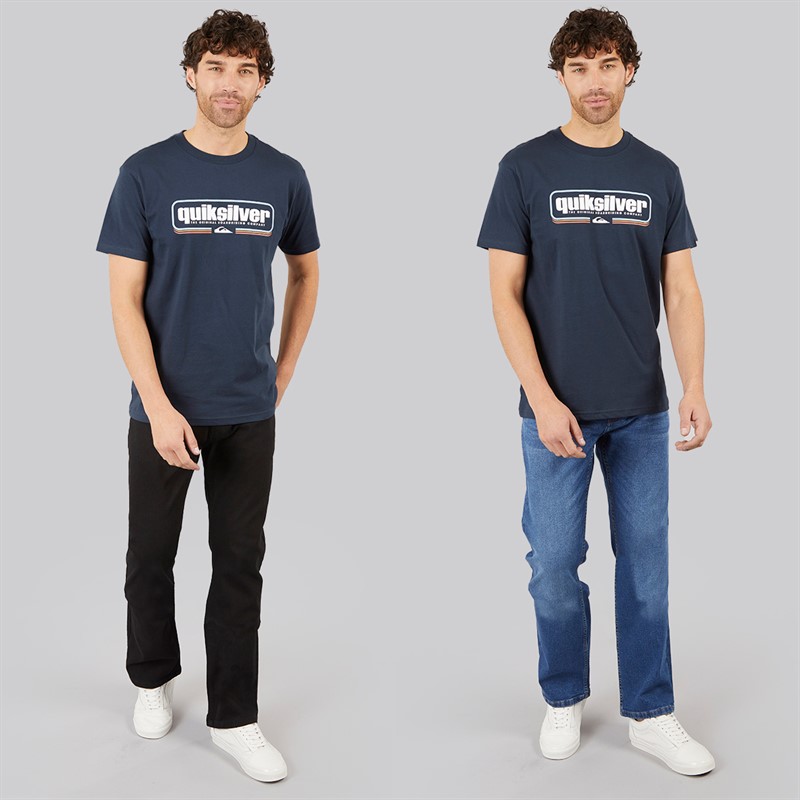 Kangaroo Poo Mens Two Pack Bootcut Denim Jeans Black/Mid Wash