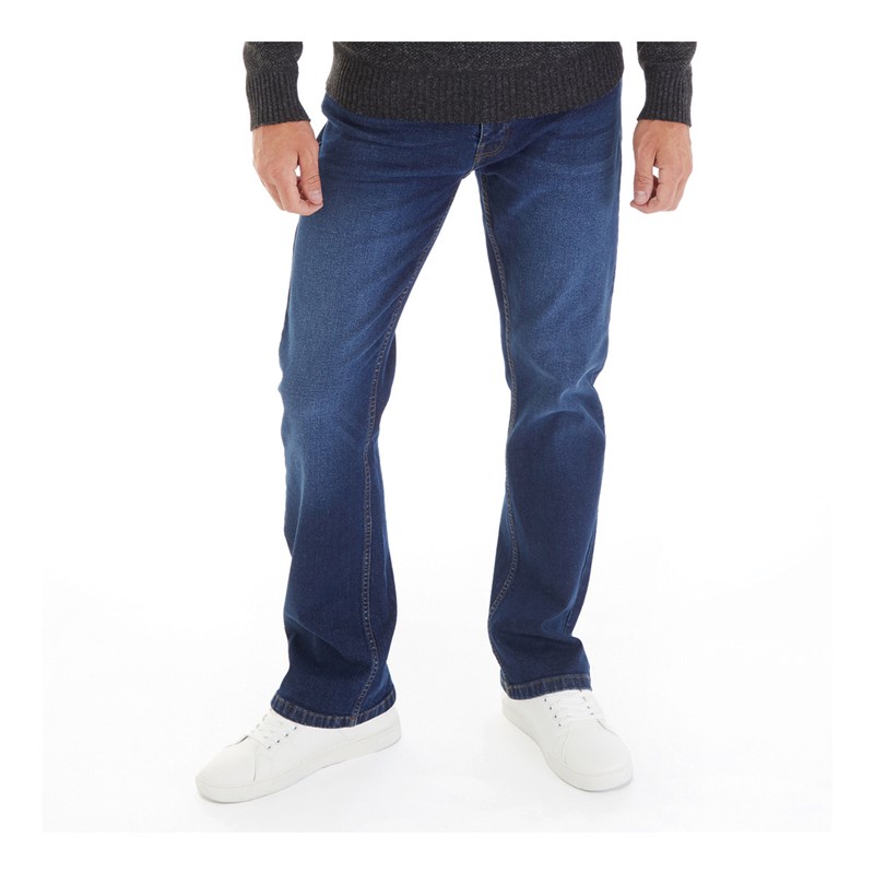 Kangaroo Poo Mens Bootcut Denim Jeans Dark Wash