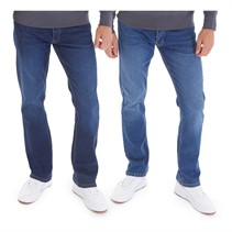 Kangaroo Poo Mens Two Pack Straight Fit Denim Jeans Dark Wash/Mid Wash