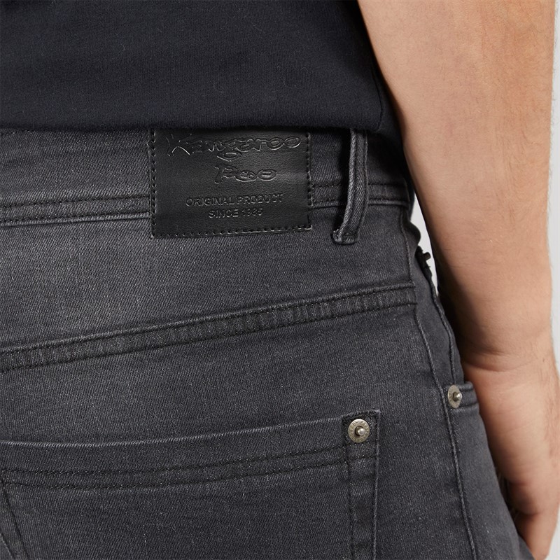Kangaroo Poo Mens Straight Fit Denim Jeans Grey