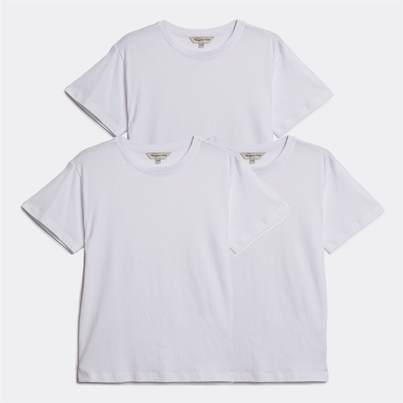 Kangaroo Poo Boys Plain Three Pack T-Shirts White